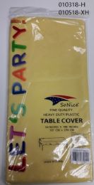 144 Pieces Heavy Duty Plastic Table Cover In Yellow 54x108 - Table Cloth