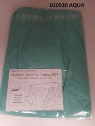 72 Wholesale Pleated Plastic Table Skirt 29x14 In Aqua