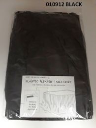 72 Wholesale Pleated Plastic Table Skirt 29x14 In Black