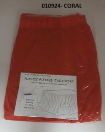 72 Wholesale Pleated Plastic Table Skirt 29x14 In Coral