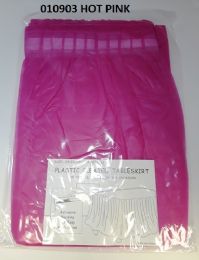 72 Wholesale Pleated Plastic Table Skirt 29x14 In Hot Pink