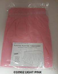 72 Wholesale Pleated Plastic Table Skirt 29x14 In Light Pink