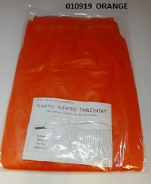 72 Wholesale Pleated Plastic Table Skirt 29x14 In Orange
