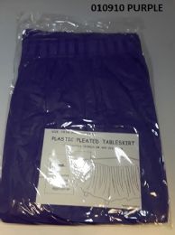 72 Bulk Pleated Plastic Table Skirt 29x14 In Purple