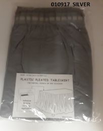 72 Pieces Pleated Plastic Table Skirt 29x14 In Silver - Table Cloth