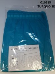 72 Wholesale Pleated Plastic Table Skirt 29x14 In Torquoise