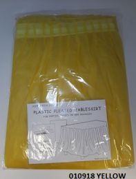 72 Bulk Pleated Plastic Table Skirt 29x14 In Yellow