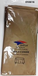 48 Wholesale Round Heavy Duty Plastic Table Cover 84 Inch Round In Gold