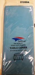 144 Wholesale Round Heavy Duty Plastic Table Cover 84 Inch Round In Light Blue