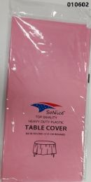 144 Wholesale Round Heavy Duty Plastic Table Cover 84 Inch Round In Light Pink