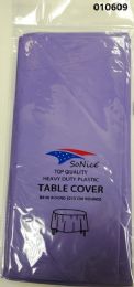 144 Pieces Round Heavy Duty Plastic Table Cover 84 Inch Round In Light Purple - Table Cloth