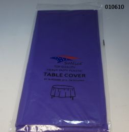 144 Wholesale Round Heavy Duty Plastic Table Cover 84 Inch Round In Purple