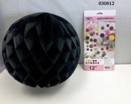 120 Pieces Honey Comb Ball 12" In Black - Party Favors