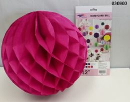 120 Pieces Honey Comb Ball 12" In Hot Pink - Party Favors