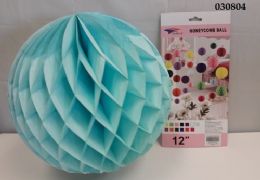 120 Pieces Honey Comb Ball 12" In Light Blue - Party Favors