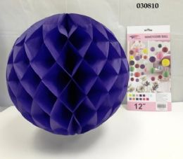 120 Pieces Honey Comb Ball 12" In Purple - Party Favors