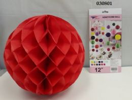 120 Pieces Honey Comb Ball 12" In Red - Party Favors