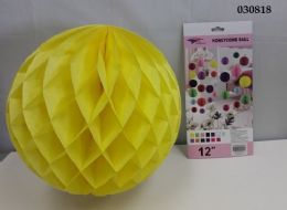 120 Pieces Honey Comb Ball 12" In Yellow - Party Favors