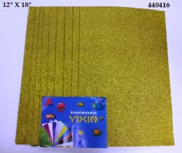 48 Wholesale Eva Foam W/ Glue And Glitter 12"x12" 10 Sheets In Gold