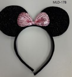 240 Wholesale Ear Head Band In Light Pink Sequins