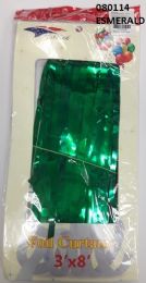 48 Pieces Foil Curtain In Emerald Size 3x8 - Party Favors