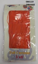 48 Pieces Foil Curtain In Orange Size 3x8 - Hanging Decorations & Cut Out