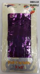 48 Pieces Foil Curtain In Purple Size 3x8 - Party Favors