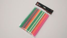 48 Wholesale Smoothie Straws - Neon 50 pc