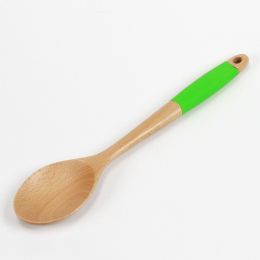 72 Wholesale Wooden Spoon, Silicone, Green