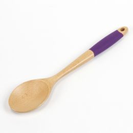 72 Wholesale Wooden Spoon, Silicone, Purple