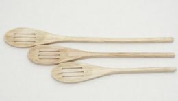 144 Wholesale Wooden Spoons Slotted 3pc.