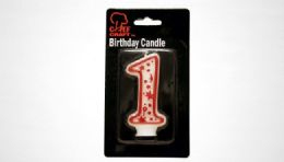 144 Wholesale Numeral Candle #1- Red Outline