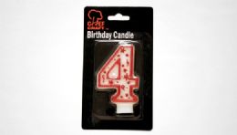 144 Pieces Numeral Candle #4-Red Outline - Birthday Candles
