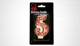 144 Wholesale Numeral Candle #5- Red Outline
