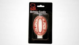144 Pieces Numeral Candle #0-Red Outline - Birthday Candles