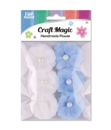 288 Pieces 2" 6-Piece Satin flower White Light Blue - Craft Tools