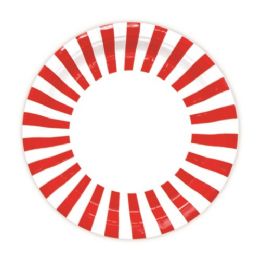 24 Pieces Seven Inch Paper Plate Stripe Red - Valentine Decorations