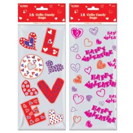 96 Pieces Eighteen Count Cello Candy Bag Valentines - Valentine Cut Out's Decoration