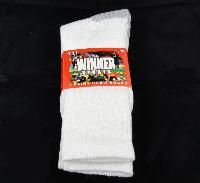 48 Wholesale Crew Socks 9-11 [winner] White With Gray Heel & Toe