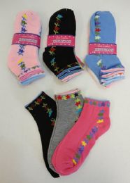 144 Pairs Ladies/teen Anklets 9-11 [floral Chain] - Womens Ankle Sock