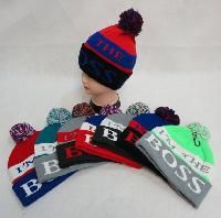 24 Pieces Knit Hat With Pompom [i'm The Boss] - Winter Beanie Hats