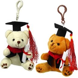 36 Wholesale Plush Graduation Teddy Zipper Pull Keychains