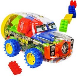24 Wholesale 22 Piece Truck Interlocking Block Sets.