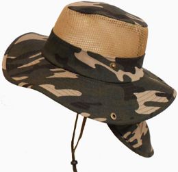 60 Pieces Camouflage Mesh Hat With/ Back Flap - Cowboy & Boonie Hat