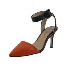 8 Wholesale Women's Angeles Shoes Ankle High Heel Triangle Close Toe Sandals Orange Color