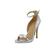 12 Wholesale Women's Mixx Shuz High Heel Metallic Silver Ankle Strip Sandals Silver Color Size 5.5-10