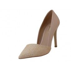 12 Wholesale Women's Mixx Shuz High Heel Pump Bride Shoe Beige Color