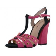 10 Wholesale Women's Angeles Shoes High Heel Ankle Strip Sandal Fuchsia Color