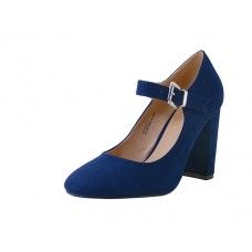 12 Wholesale Women's "mixx Shuz Hgh Heel Mary Janes Shoe Navy Color
