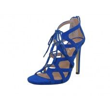12 Wholesale Women's "mixx Shuz" High Heel Gladiator Strap Sandals Blue Color )